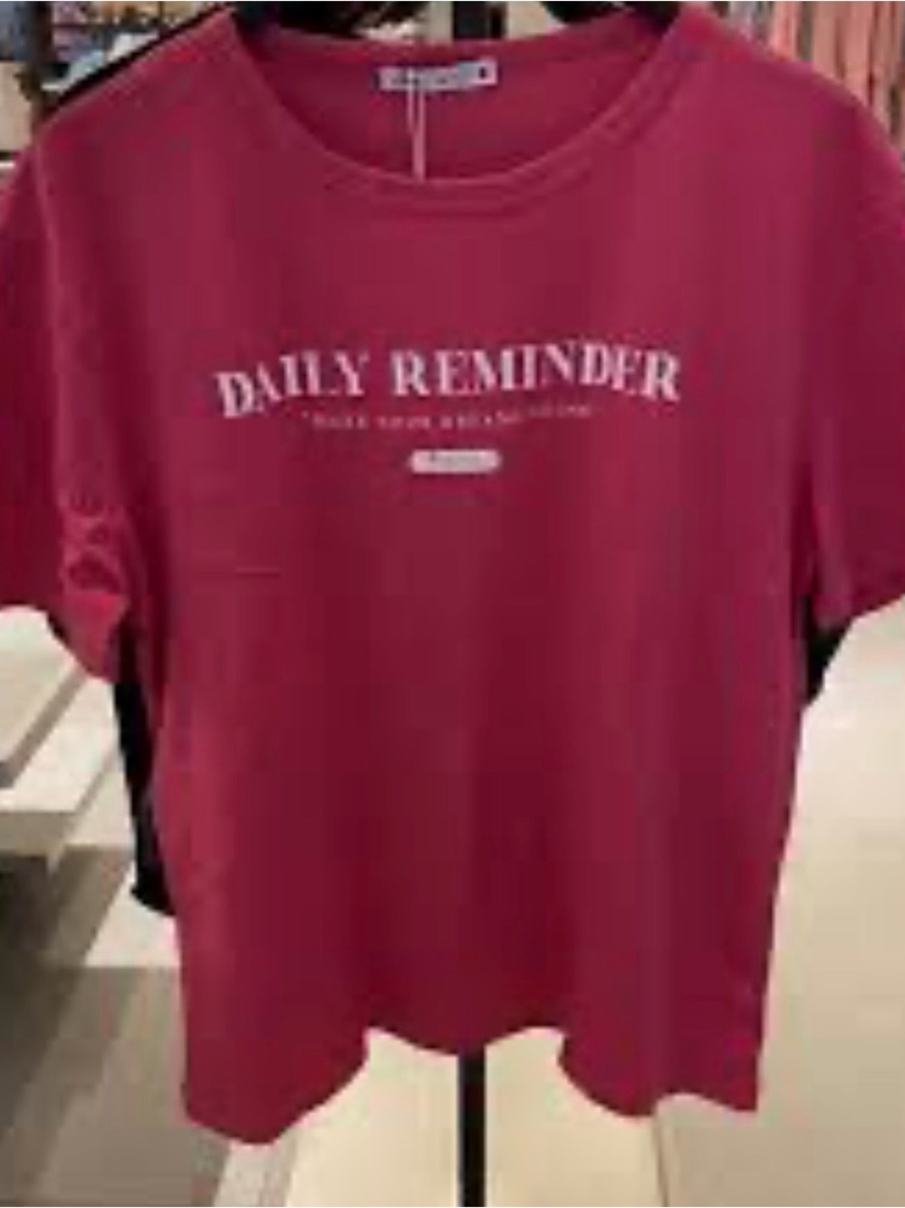 Zara Pink 'Daily Reminder' Short Sleeve Tee